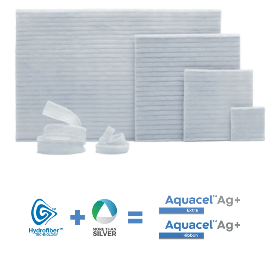 Aquacel™ Ag+ Extra and Aquacel™ Ag+ Ribbon Dressing with Hydrofiber™ Technology and Ag+ Technology - a unique ionic silver.