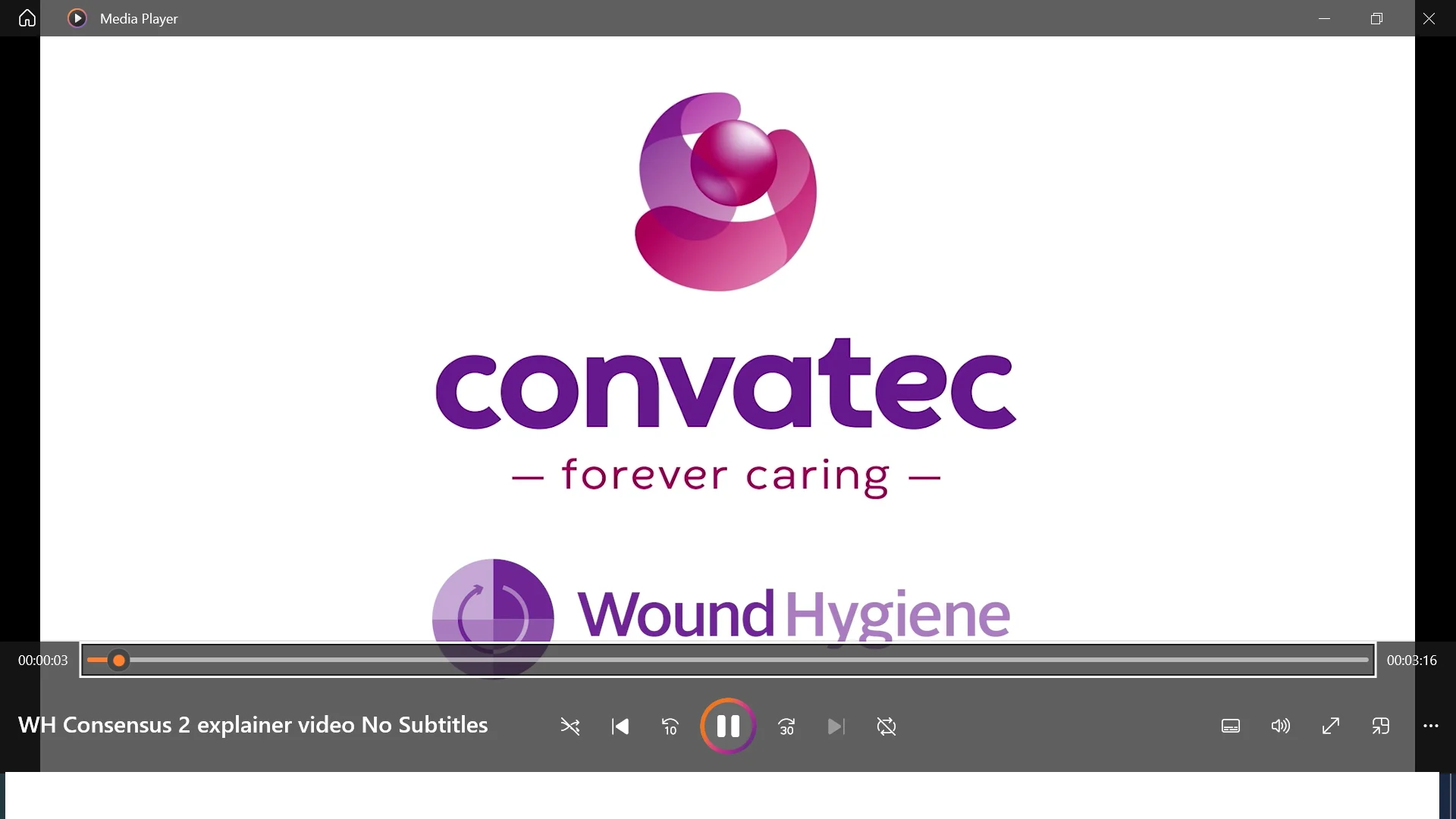 Um logotipo roxo e rosa com as palavras "Convatec" e "forevercaring