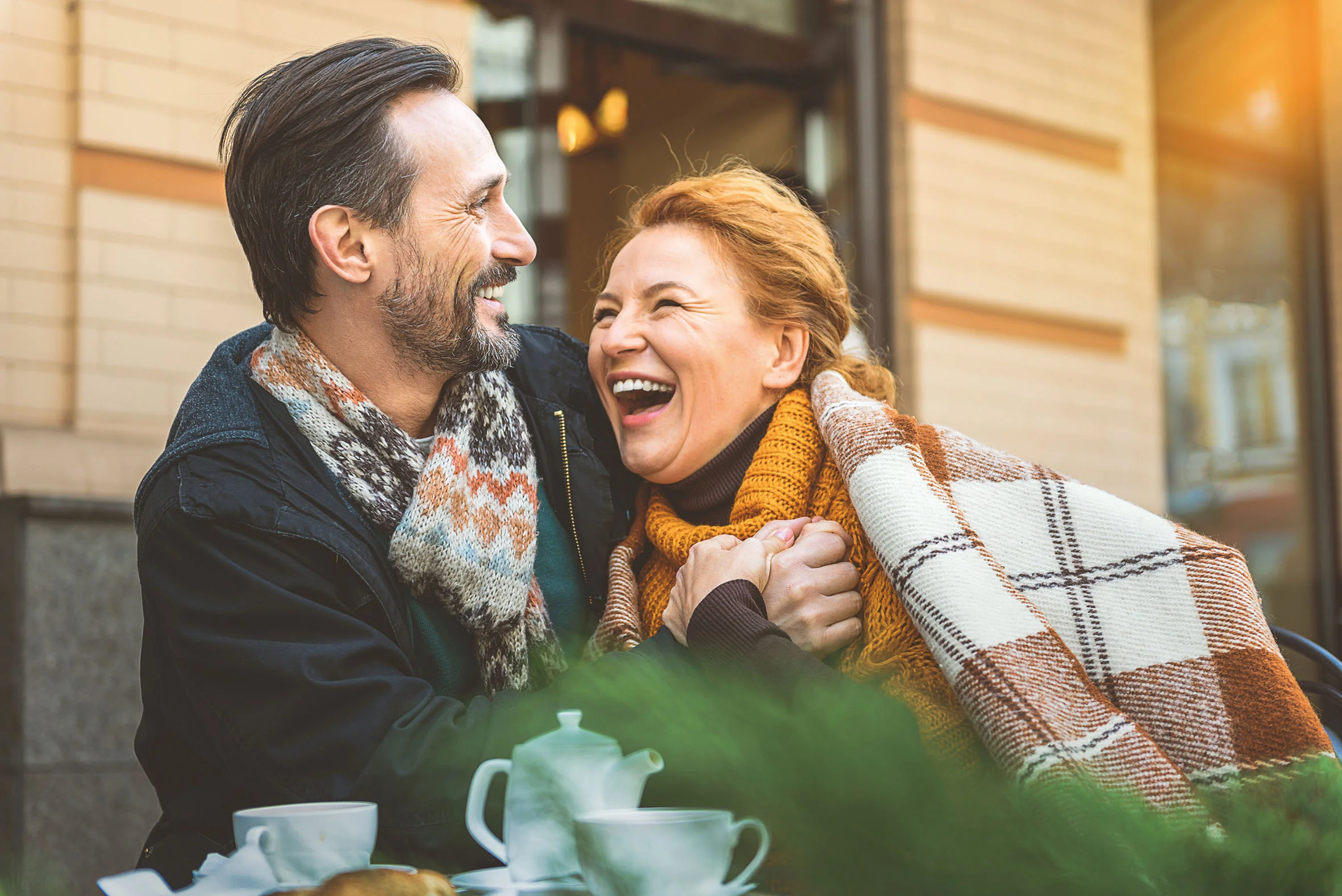 a man and woman laughing