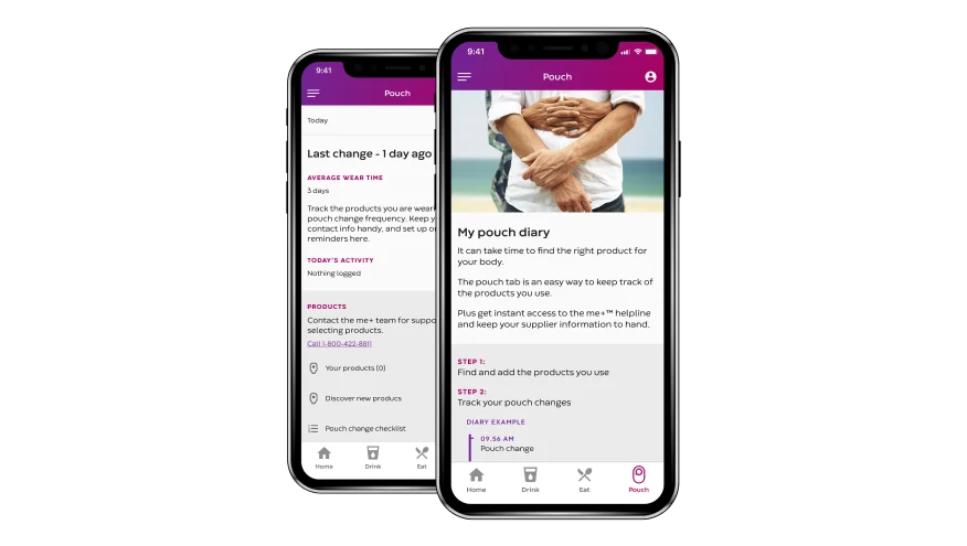 A dashboard of the My Ostomy Journey App.